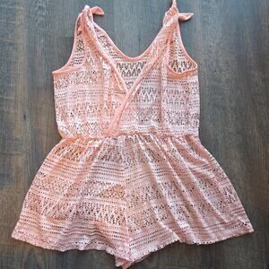 Pink Crochet Swimsuit Cover-up Romper XL 15-17